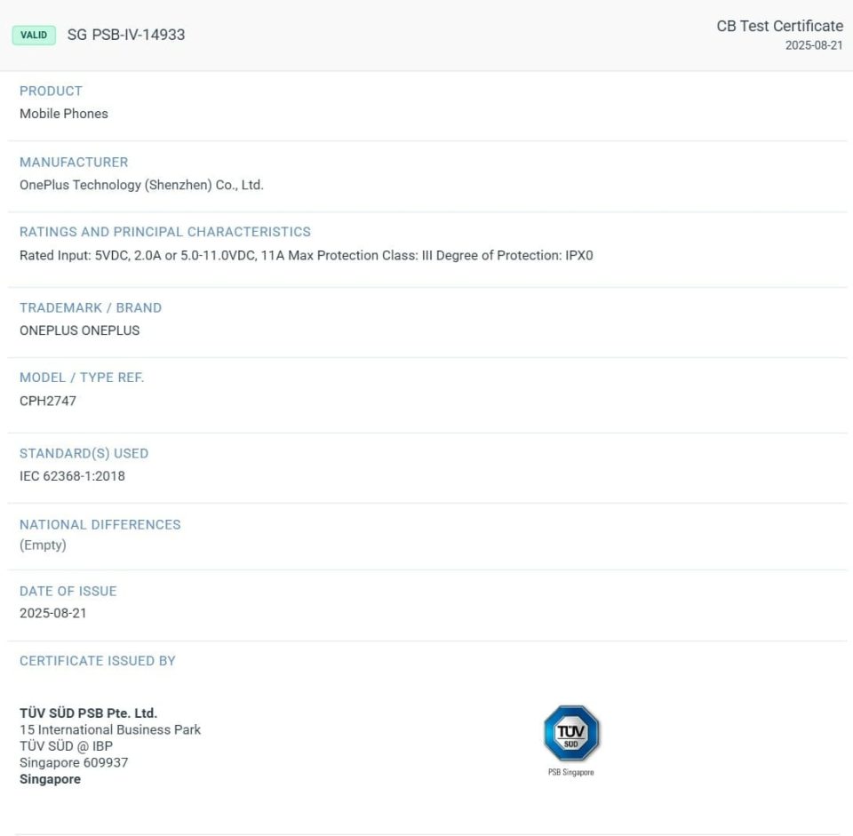 oneplus 15 certificato tÜv ricarica da 120w in arrivo (1)